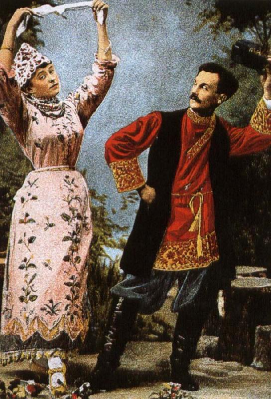 nikolay gogol russian folk dancers oil painting image